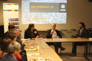 Planning Director John Rahaim (center) and Citywide Policy and Analysis Planner Steve Wertheim (right) greet the Daniel Rose Fellows at the City of San Francisco Planning Department.
