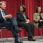 Mayor Marilyn Strickland (center) and 2009-2010 Daniel Rose Fellowship alumni Mayor R T Rybak of Minneapolis (left) were two of the many speakers at the ULI Rose Center Mayors' Forum during the 2013 Fall Meeting in Chicago. Shelly Poticha, Director, NRDC's Urban Solutions (right) moderated one of two sessions about policy efforts to support city development in the new economy.