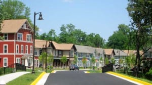 Masonvale’s clusters of 157 units include one- and two-bedroom stacked flats, two- and three-bedroom townhouses, and duplexes. (Torti Gallas & Partners)