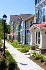 Homes are placed close to the sidewalks with extensive landscaping. (Torti Gallas & Partners)