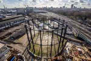 Gasholder No. 8 once formed part of the largest gasworks in London. The refurbished frame will house a new park and event space. (John Sturrock)