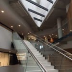 Central staircase at George Washington University's Milken Institute of Public Health