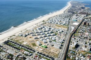 The community is located on the Rockaway Peninsula, part of Long Island but in New York City, in Queens. The Rockaway Peninsula was severely affected by Hurricane Sandy, but Arverne by the Sea suffered limited damage because of a variety of resilient design features. (Arverne by the Sea LLC)