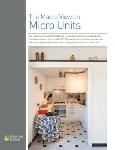 The Macro View on Micro Units report was published by the ULI Multifamily Product Councils (Blue, Bronze, Gold, & Silver flights) with funding from the ULI Foundation.